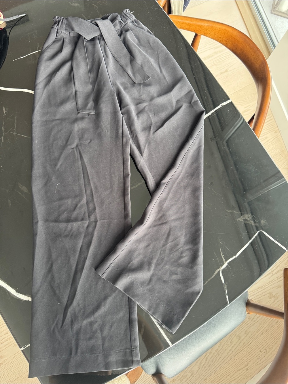 lululemon athletica Wide-Leg Black Tie-Waist Pants